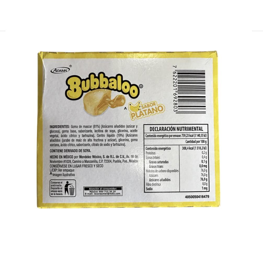 Bubbaloo Banana Gum nutrition facts