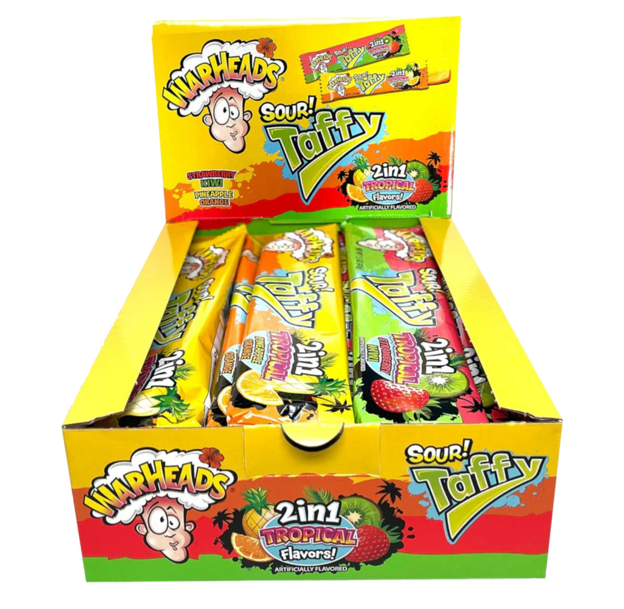 Warheads Sour Taffy Tropical Chewy Bar 24 Count