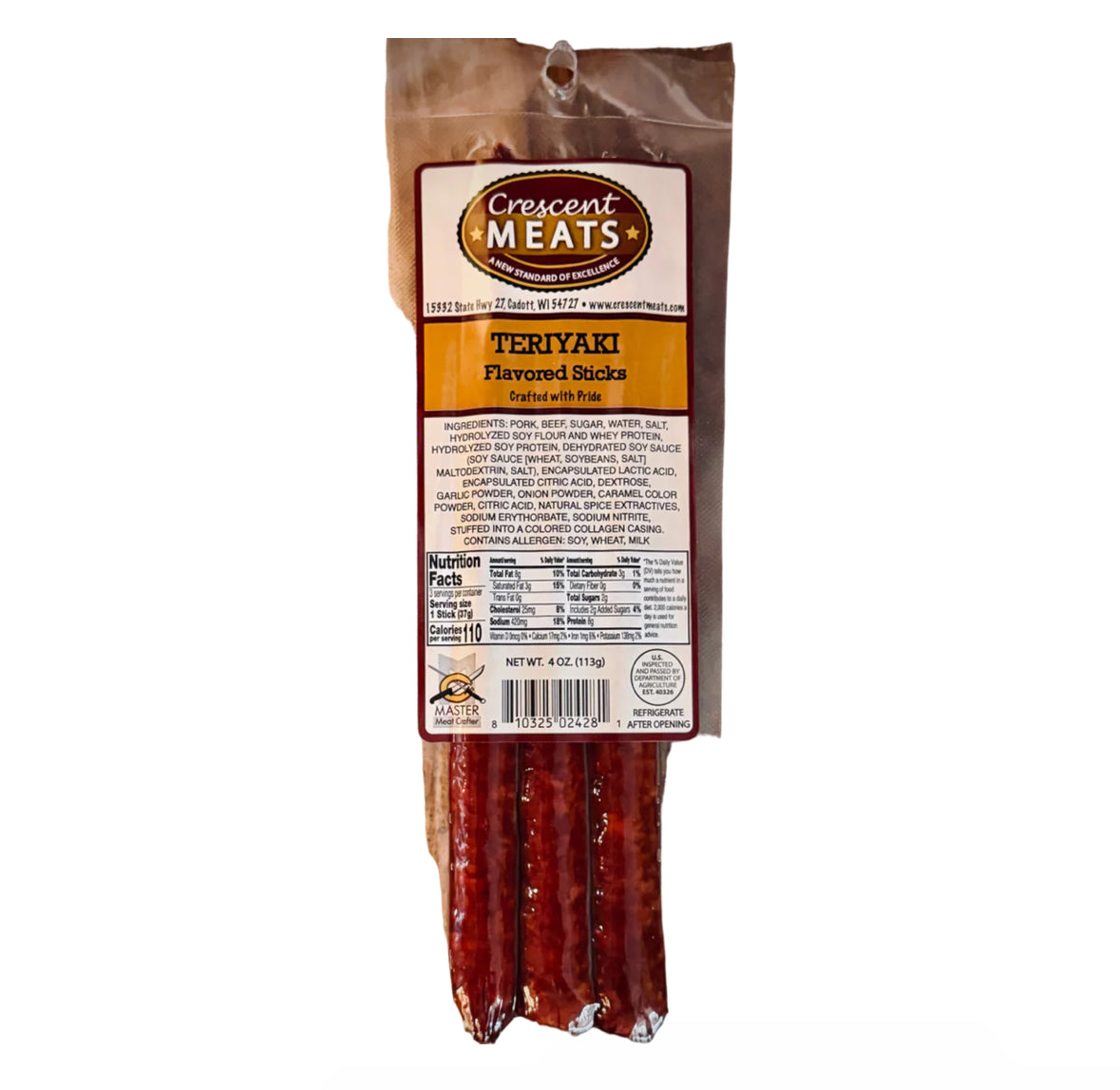 Crescent Meats Teriyaki Beef Sticks 4 oz