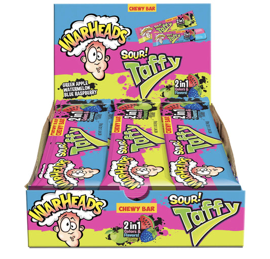 Warheads Sour Taffy Chewy Bar 24 Count