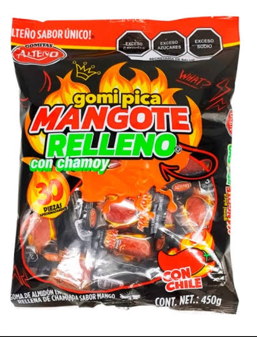 Alteńo Gomi Pica Mangote Relleno Chamoy