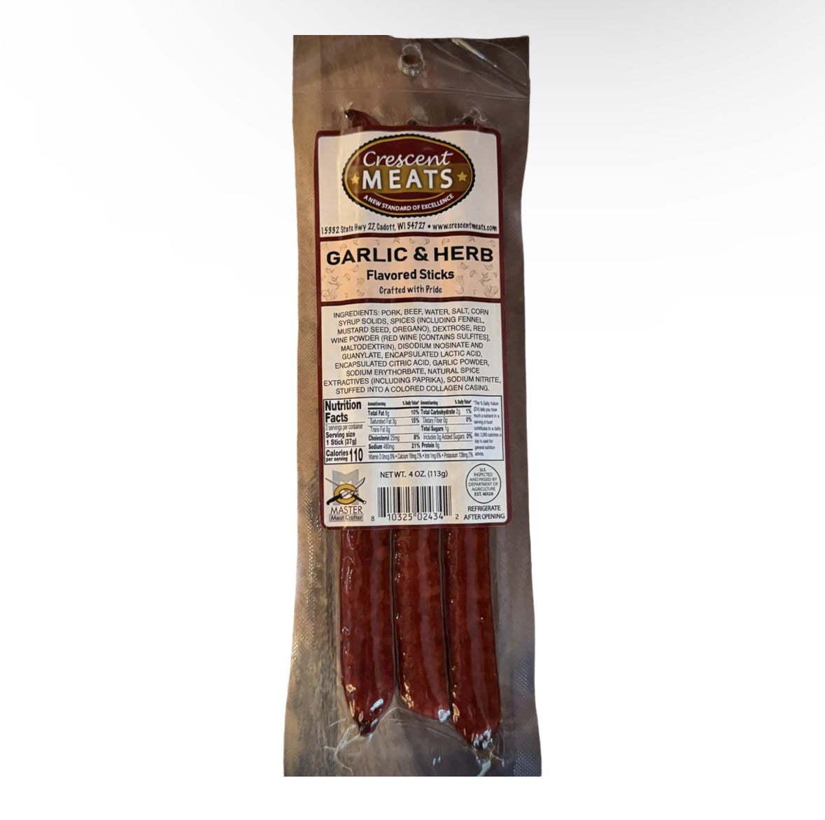 Crescent Meats Garlic & Herb Beef Sticks 4 oz