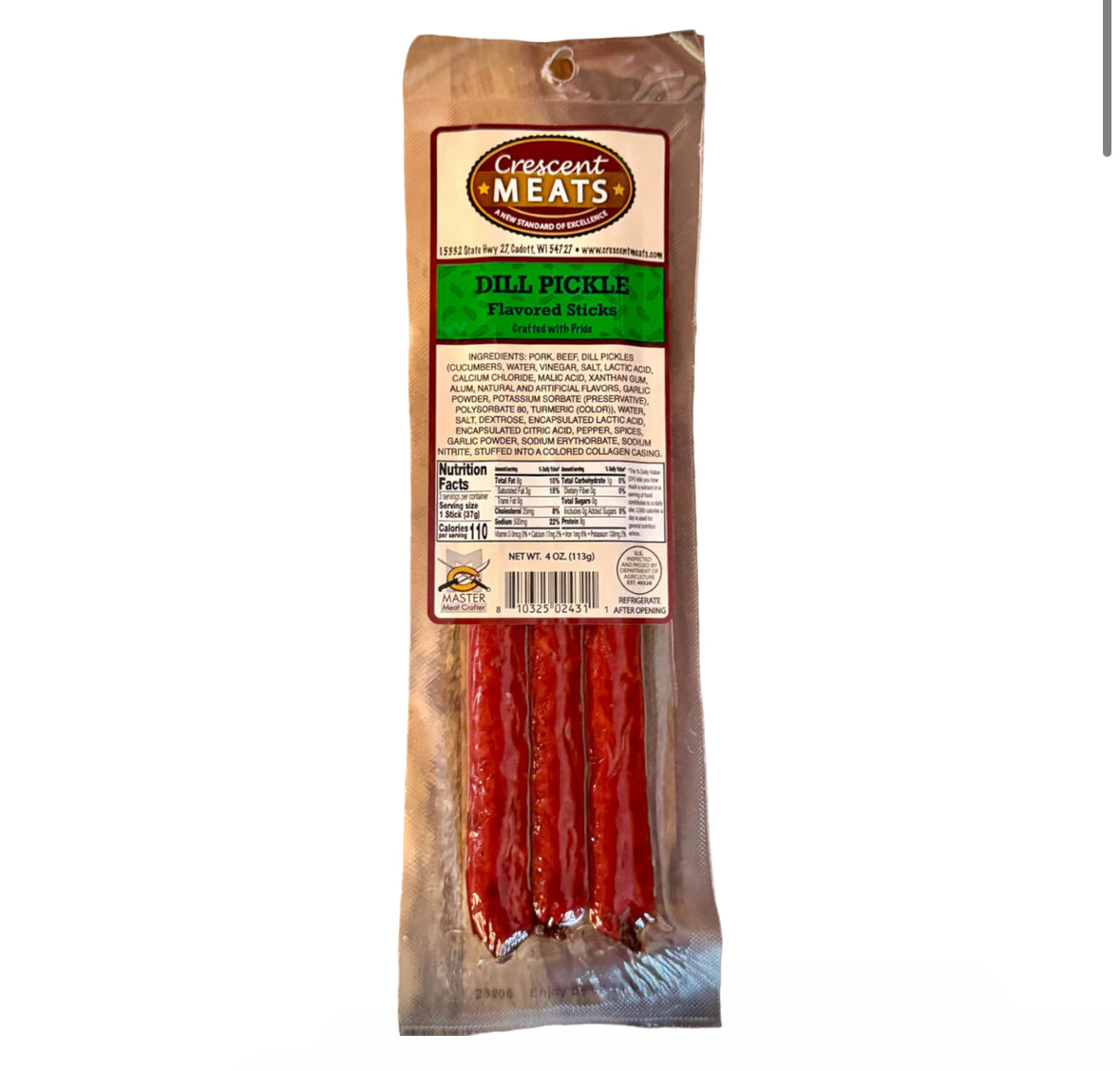 Crescent Meats Dill Pickle Beef Sticks 4 oz