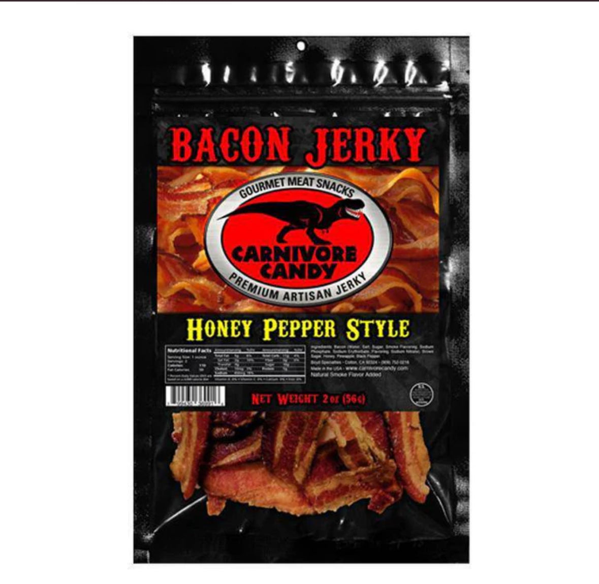 Carnivore Candy Honey Pepper Bacon Jerky 3 Oz