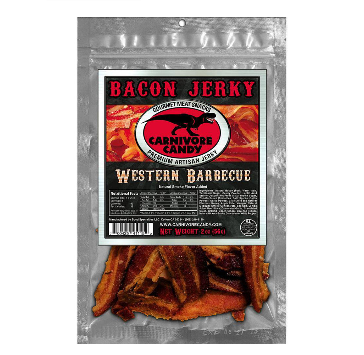 Carnivore Candy Western BBQ Bacon Jerky 2 oz