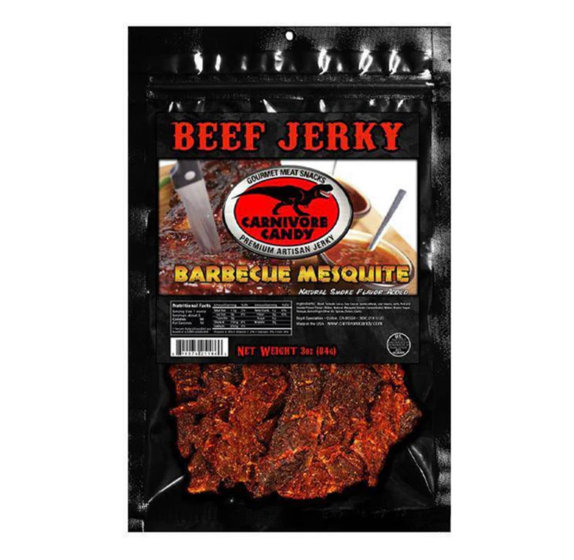 Carnivore Candy Barbecue Mesquite Beef Jerky 3 Oz