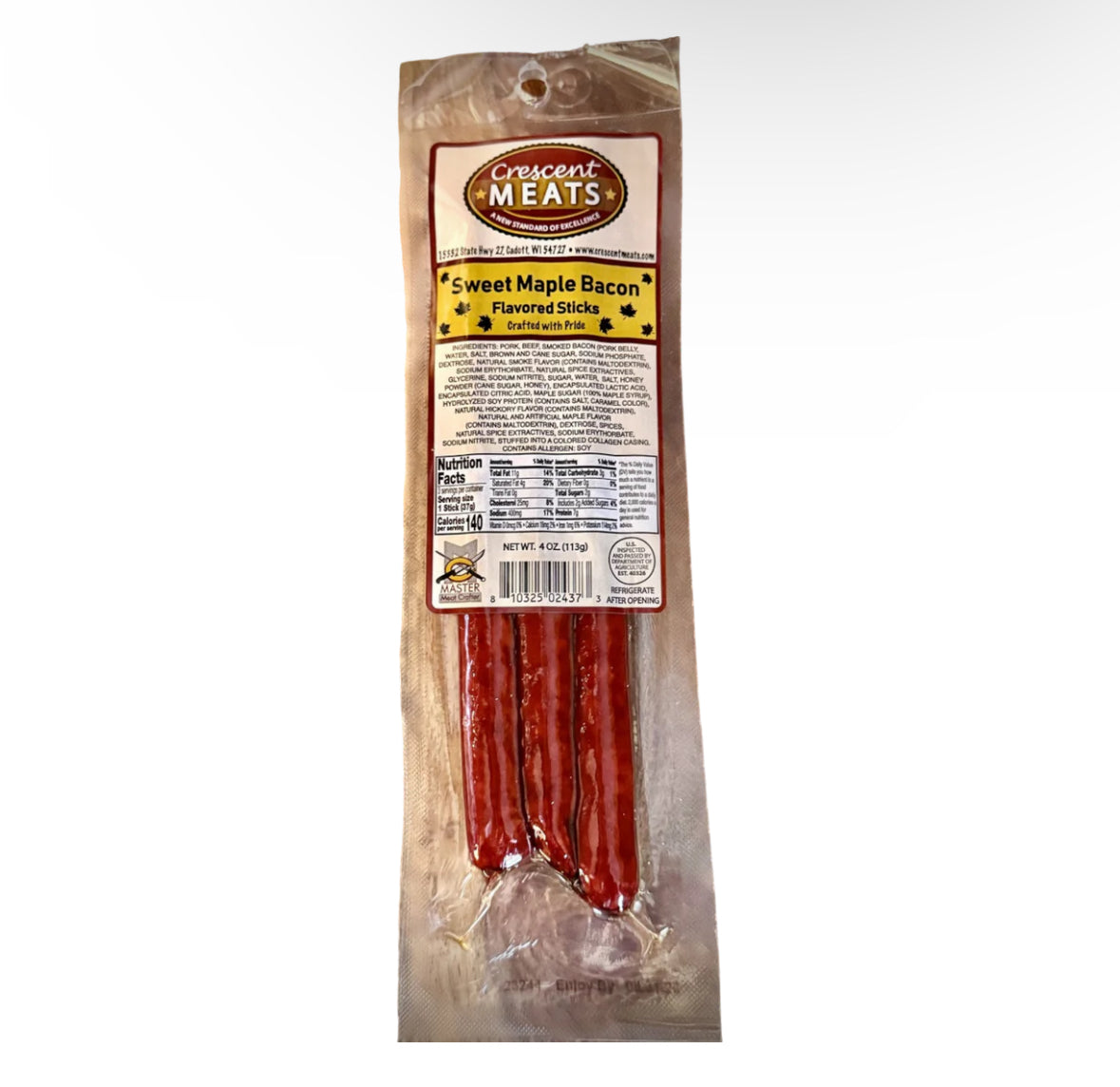 Crescent Meats Sweet Maple Bacon Beef Sticks 4 oz