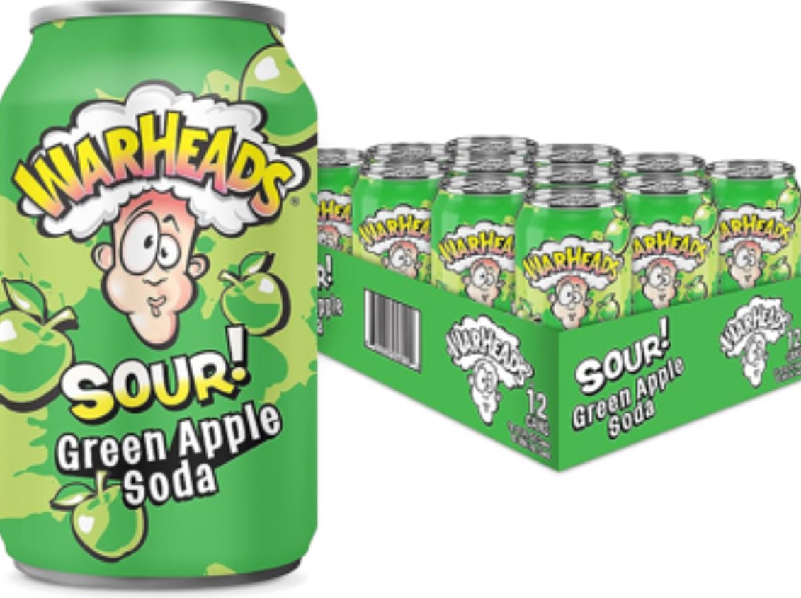 WarHead Sour Apple Soda 12 oz (12 count).